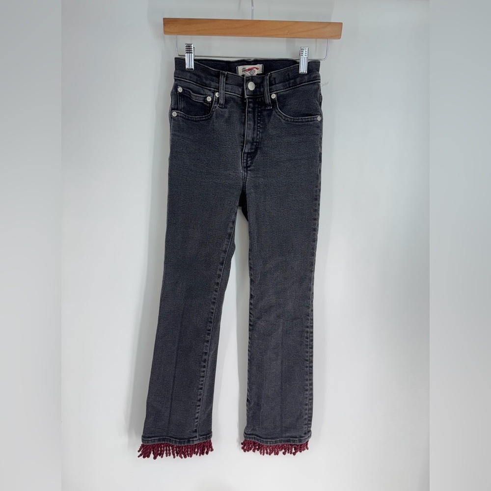 MadeWell Tassel Hem High Rise Skinny Leg Jeans